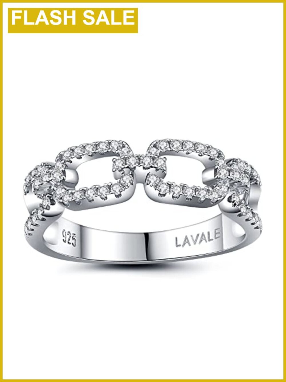 Moissanite Half Eternity Stackable Chain Link Ring S925 Sterling Silver